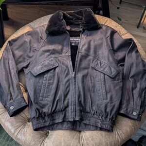 VTG Wilson's Leather Men's Bomber Jacket Dark Brown Faux Fur Lined Size Medium